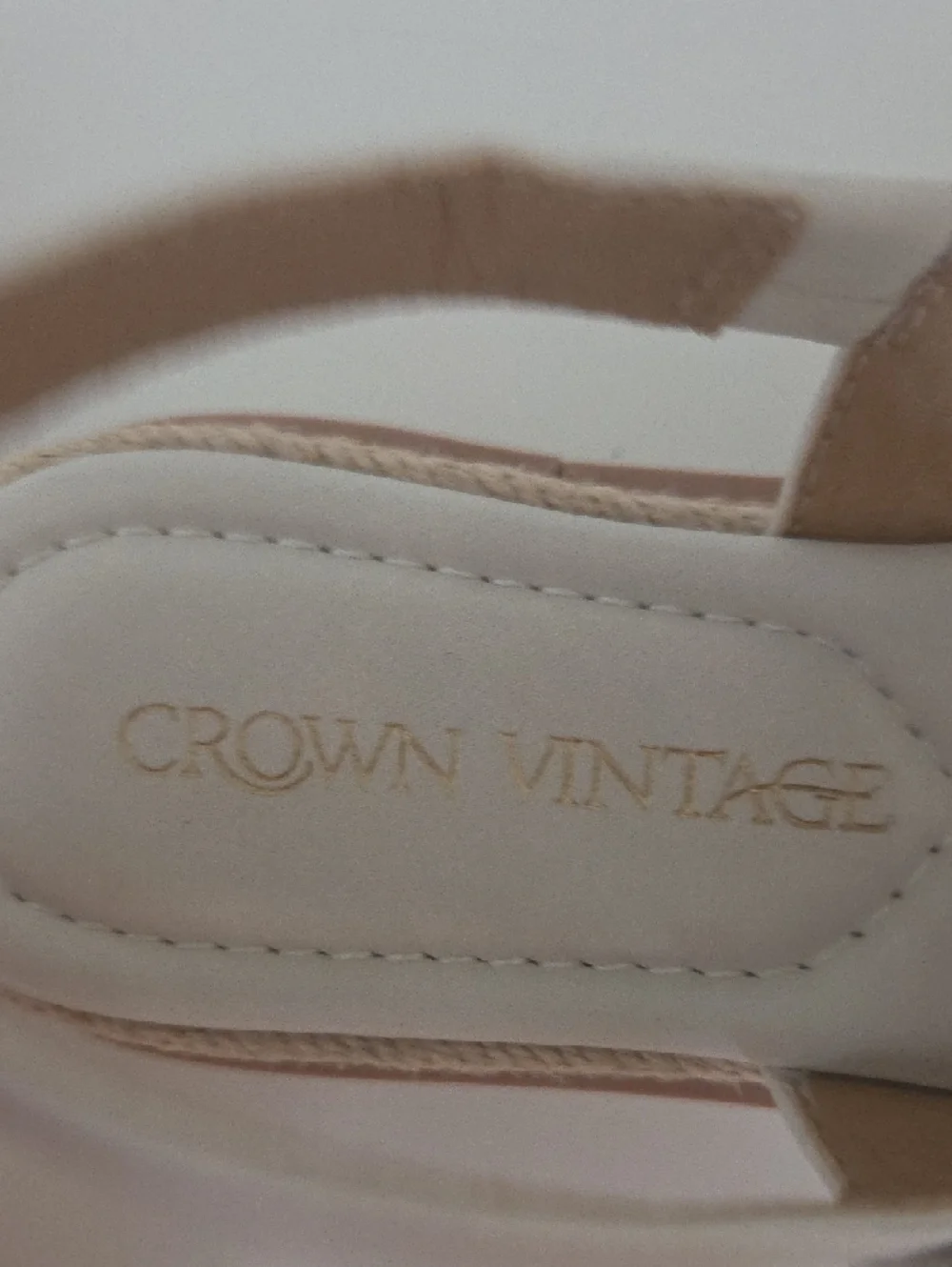 Crown Vintage Cream Platform Sandals with Gold Buckle